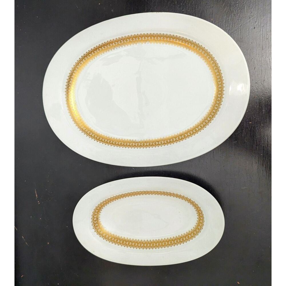 Thomas Bavaria Gold White Oval Platter And Relish Dish Germany Vintage